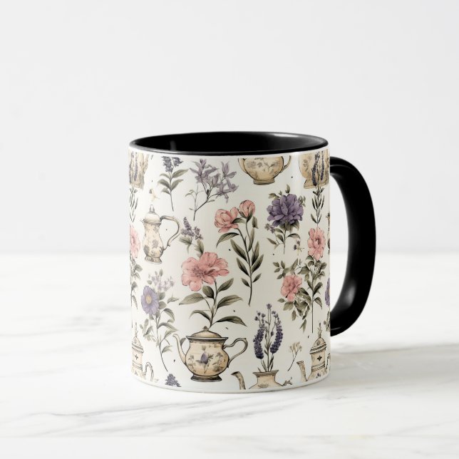 Mug Teapots Motif de fleurs de jardin (Devant droit)