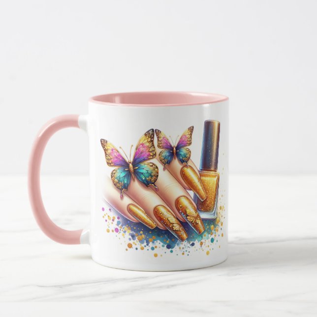 Mug Technicien de clou Parties scintillant or (Gauche)