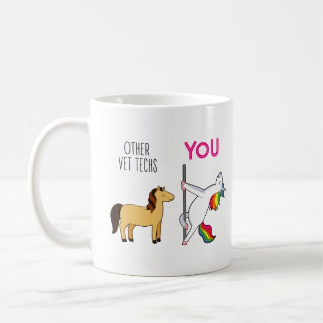 Mug Technicien vétérinaire Unicorn Funny Vet Tech (Gauche)