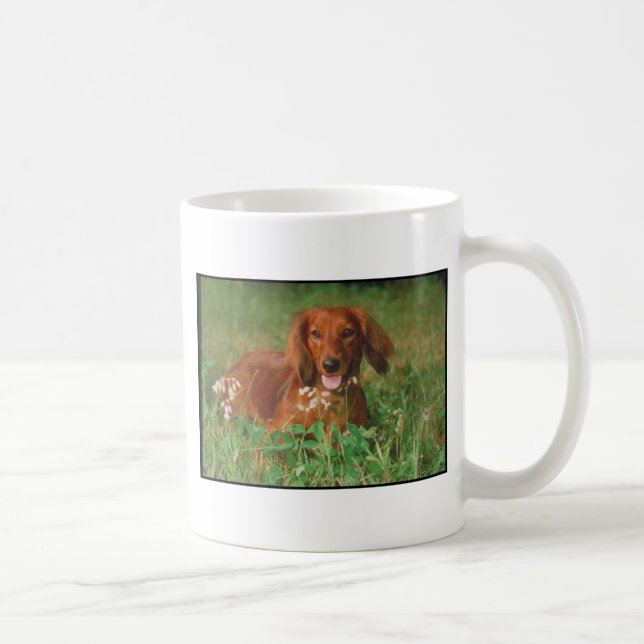 Mug Teckel aux cheveux longs rouge (Droite)