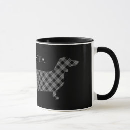 Mug Teckel de plaid sur le noir
