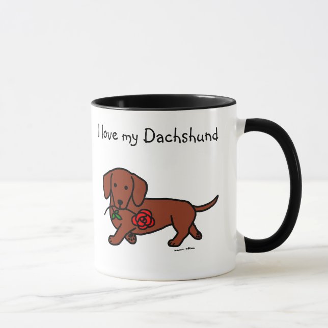 Mug Teckel et une bande dessinée de fleur (Droite)
