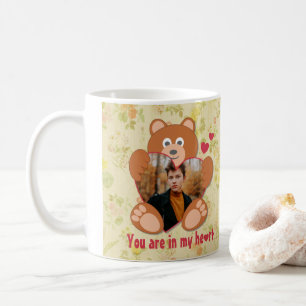 Mug Teddy Bear Holding Heart Photo Saint-Valentin