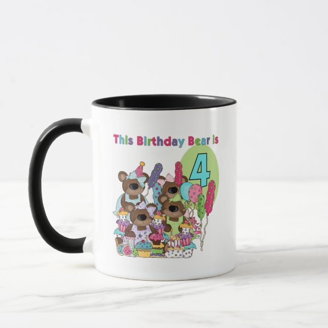 Mug Teddy Bear Party 4th Birthday Tshirts et cadeaux (Gauche)