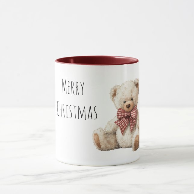 Mug Teddy Bear Red Bow Christmas  (Centre)