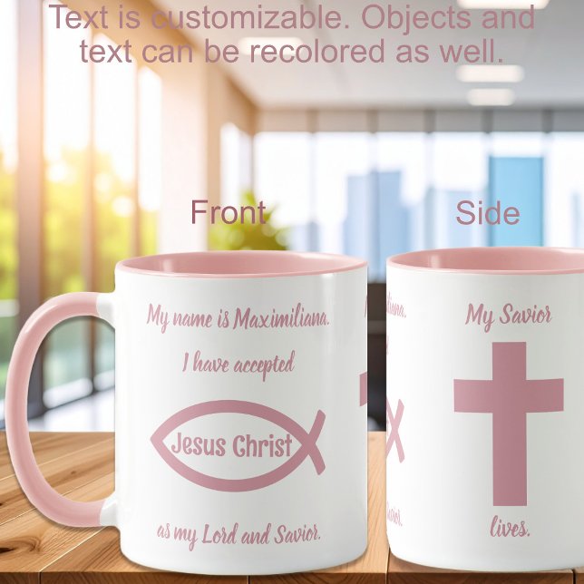 Mug Témoignage chrétien - Jésus Christ - Rose (Christian Witnessing - Jesus Christ - Pink Mug)
