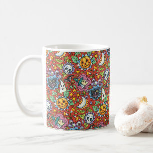 MUG TÉMOIN, CHAT, GHOST, COLORÉ HALLOWEEN FOLK GARDEN