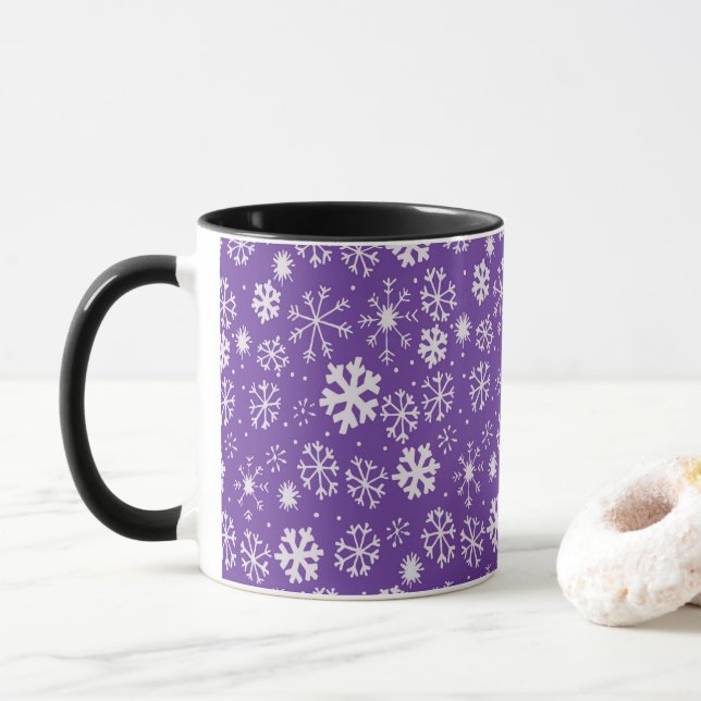 Mug Tempête De Neige Avec Arrière - plan Violet (Avec donut)