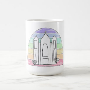 Mug Temple LDS Salt Lake City coucher de soleil arc-en