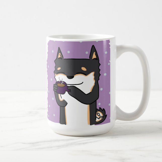Mug Temps Shiba de café ! - Noir et Tan (Droite)