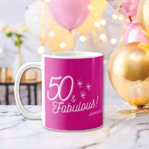 Mug Tendance rose 50 Et Fabuleux Anniversaire
