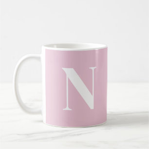 Mug Tendance rose C52 et blanc Monogramme initial pers