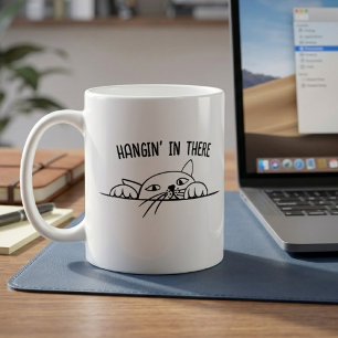 Mug Tenir le Coup Chat Noir et Blanc Citation Drôle