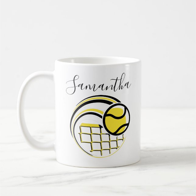 Mug Tennis Ball Voler sur le Net Sport Personnalisé (Gauche)