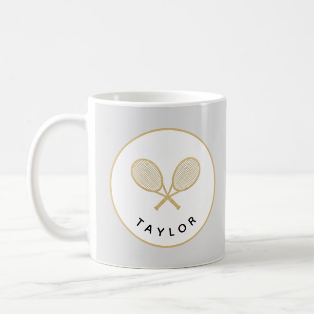 Mug Tennis Chic Player Cadeau Black et Gold Custom (Gauche)