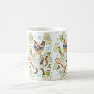 Mug Tennis de Noël sur le thème des amoureux des chats