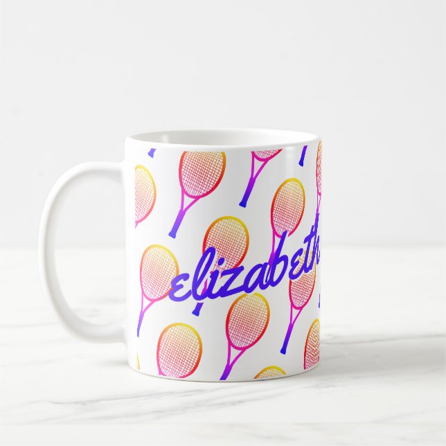 Mug Tennis Nom personnalisé Clair rose violet Personna (Gauche)