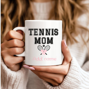 Mug Tennis sur mesure maman avec Bow rose & raquettes