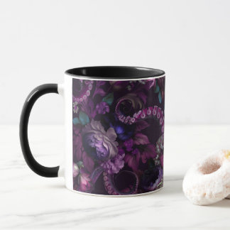 Mug Tentacle Gothique Rose Foncé Avec Fleurs