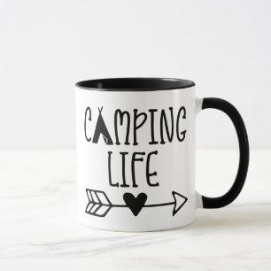 Mug Tente Vie de camping flèche Amour Cœur