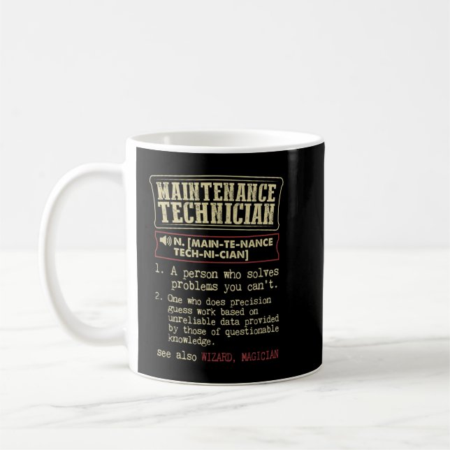 Mug Terme de définition du dictionnaire de technicien  (Gauche)