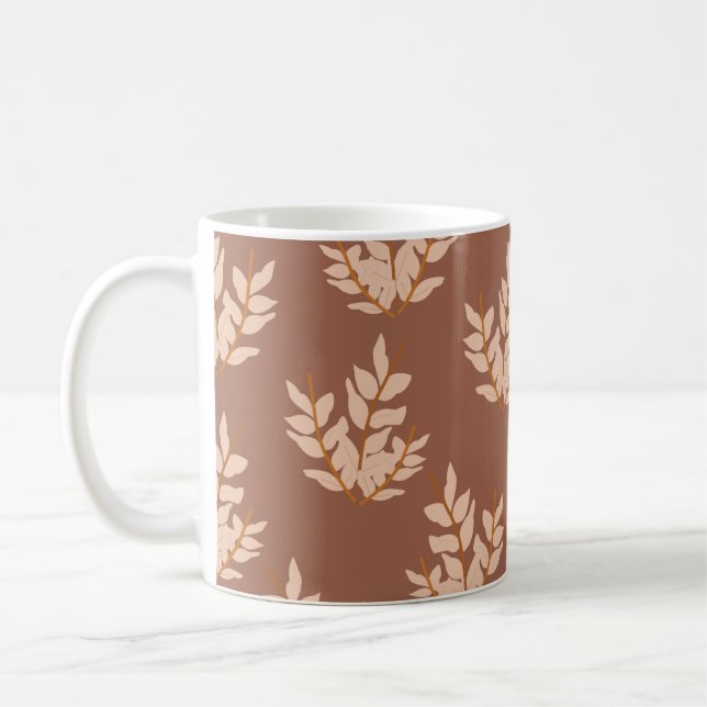 Mug Terracotta Feuille Floral Motif Retro Chic Automne (Gauche)