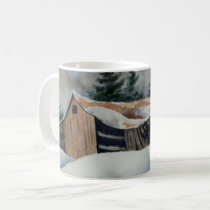 Mug Terrain agricole couvert de neige en hiver abandon