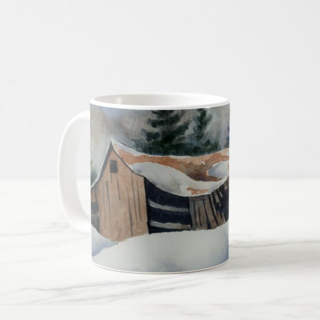 Mug Terrain agricole couvert de neige en hiver abandon (Devant gauche)