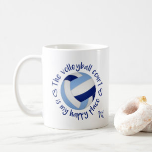 Mug terrain de volley-ball bleu clair endroit heureux