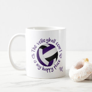 Mug terrain de volley-ball noir violet est mon endroit
