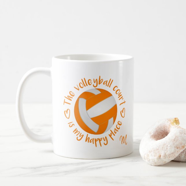 Mug terrain de volley-ball orange blanc est mon endroi (Avec donut)