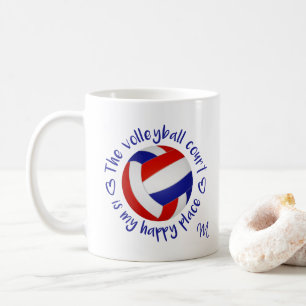 Mug terrain de volley-ball rouge blanc bleu est mon en