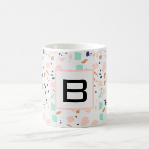 Mug Terrazzo blanc rousse menthe monogramme initial