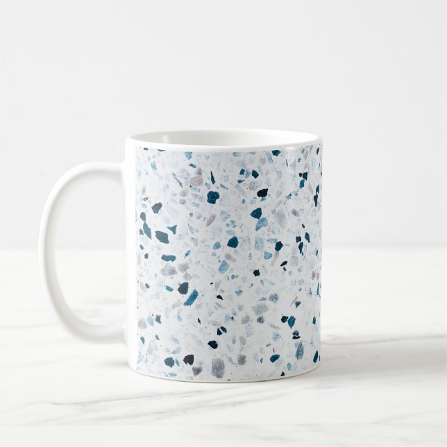 Mug Terrazzo Elégant Turquoise bleu vert blanc gris ré (Gauche)