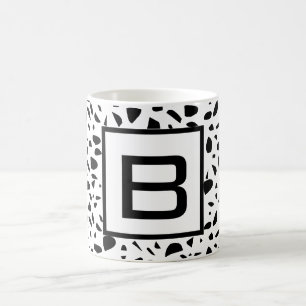Mug Terrazzo patte noir blanc monogramme initial gras