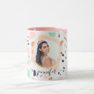 Mug Terrazzo rose or menthe blanc nom photo