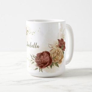 Mug terre cuite tons floraux verdure