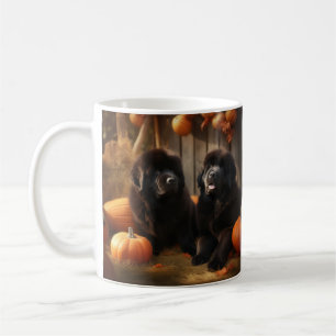 Mug Terre-Neuve Chiot Automne Citrouille de plaisir