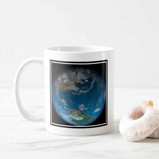 Mug Terre Pleine Avec Amérique Du Nord Et Du Sud. (Avec donut)