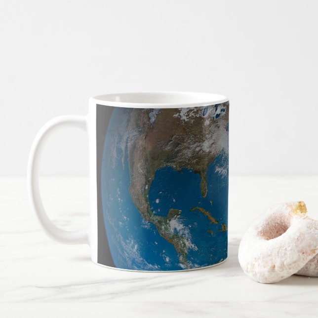 Mug Terre Pleine Avec Amérique Du Nord Et Du Sud. (Avec donut)