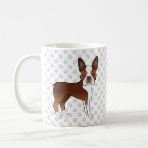 Mug Térrier de Boston rouge et blanc Dessin animé Chie