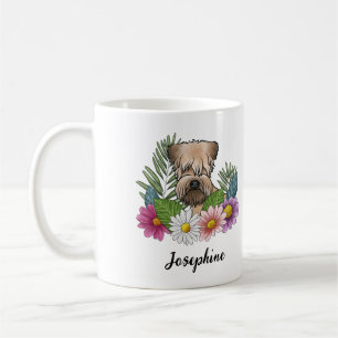 Mug Terrier Irlandais à Poil Souple Avec Fleurs Et Nom