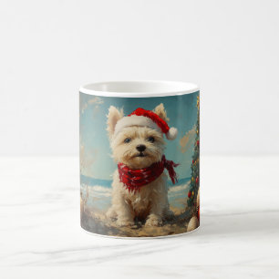 Mug Terrier West Highland White Chien Noël Plage