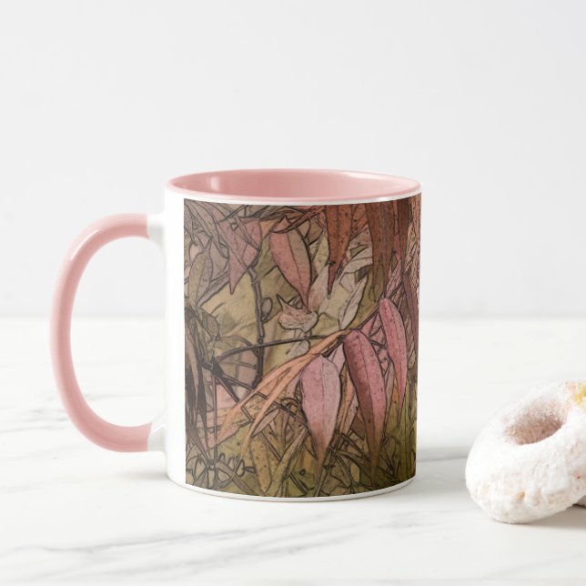 Mug Territoire inexploré - Le feuillage en rose et Bro (Avec donut)