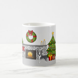 Mug Tervueren Boston Terrier dans une salle de Noël fe