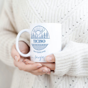 Mug Tessin, Suisse Bleu Décor minimaliste
