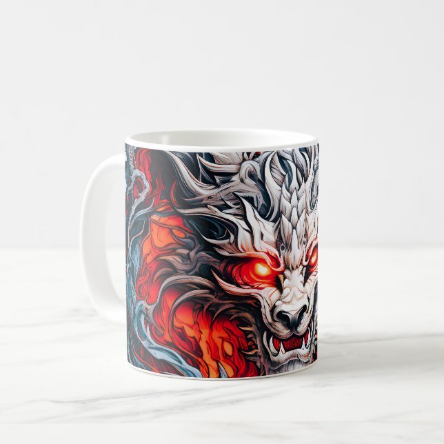 Mug Tête de dragon mythique de la flamme rouge (Devant gauche)