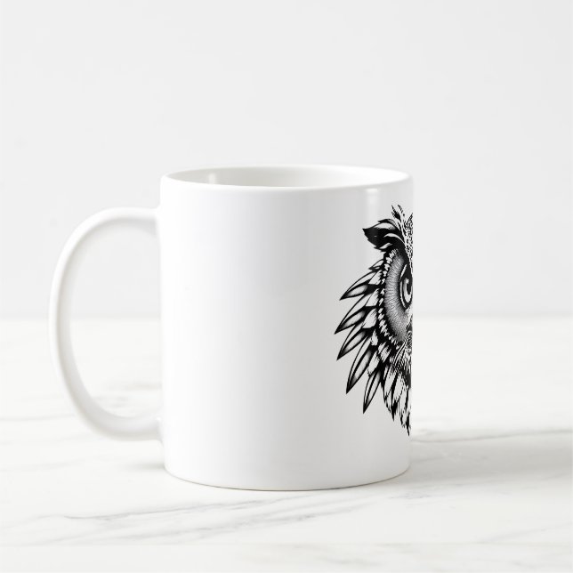 Mug Tête de hibou noir et blanc (Gauche)