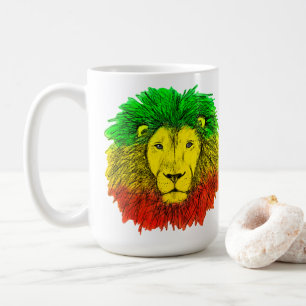 Mug Tête de lion rasta rouge jaune vert dessin Jamaïqu