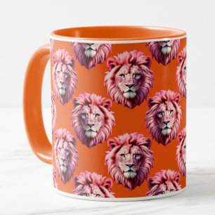 Mug Tête de lion rose motif animal design orange 